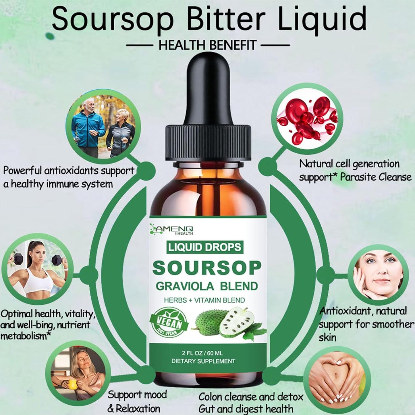 Soursop Graviola Liquid Drops with Added NAD Supplement for Boosted Health