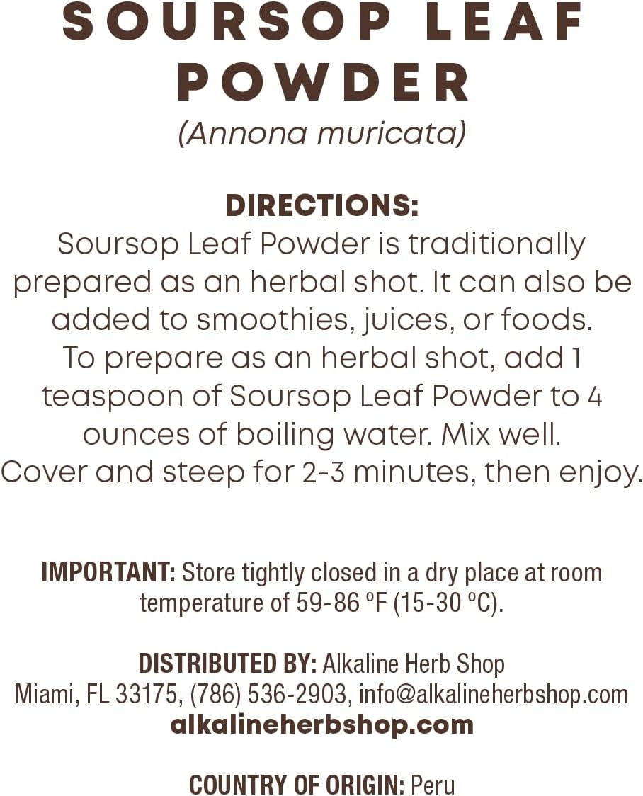 Soursop Leaf Powder - Just Herbs at Alkaline Herb Shop