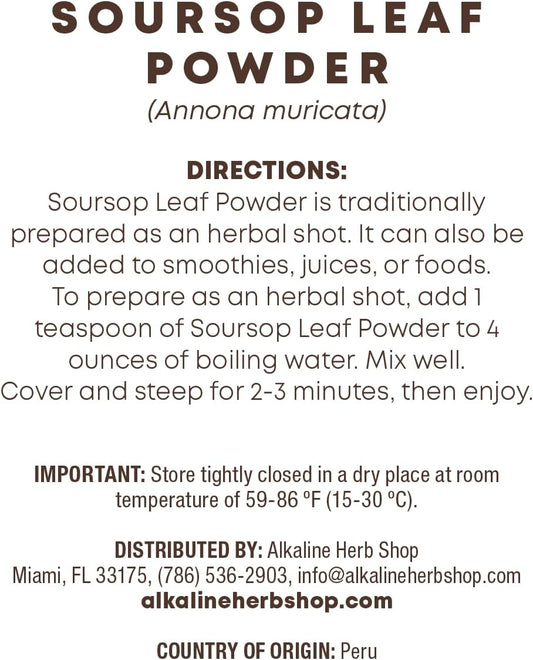 Soursop Leaf Powder - Just Herbs at Alkaline Herb Shop