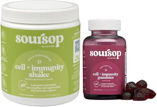 Soursop Nutrition Gummies & Shake Bundle for Cell Health and Immunity Boost with Apple Accelerator