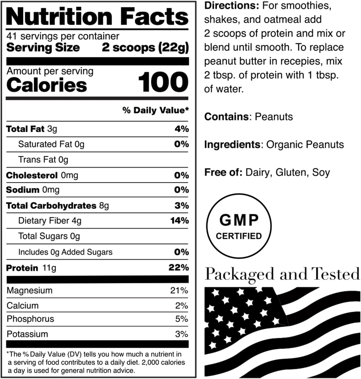 Southwest Texas Organic Farms 2lb Vegan Peanut Butter Protein Powder - Low-Cal, 11g Protein | Norcal Organic