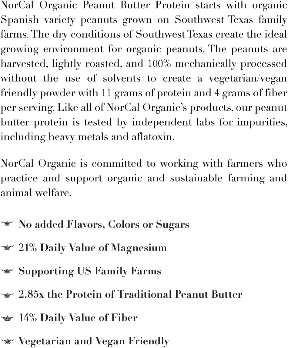 Southwest Texas Organic Farms 2lb Vegan Peanut Butter Protein Powder - Low-Cal, 11g Protein | Norcal Organic