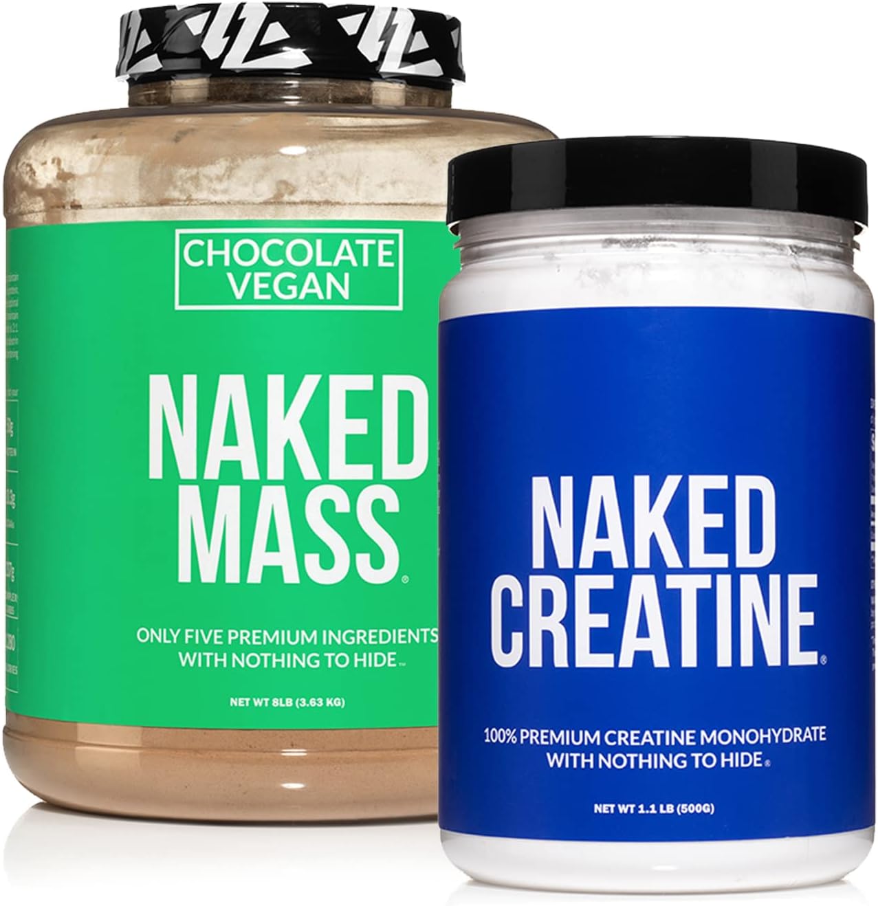 Soy-Free Chocolate Vegan Protein Bundle: 8LB Naked Mass Protein and Naked Creatine