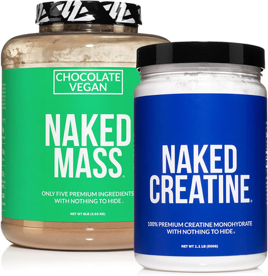 Soy-Free Chocolate Vegan Protein Bundle: 8LB Naked Mass Protein and Naked Creatine