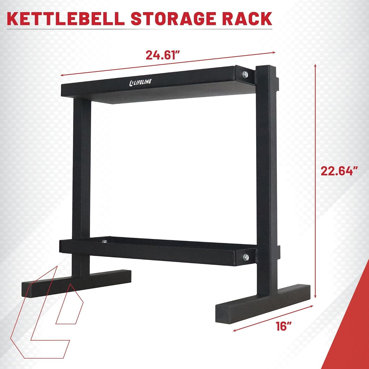 Space-Saving Lifeline Fitness Kettlebell Storage Rack for Organized Home Gyms