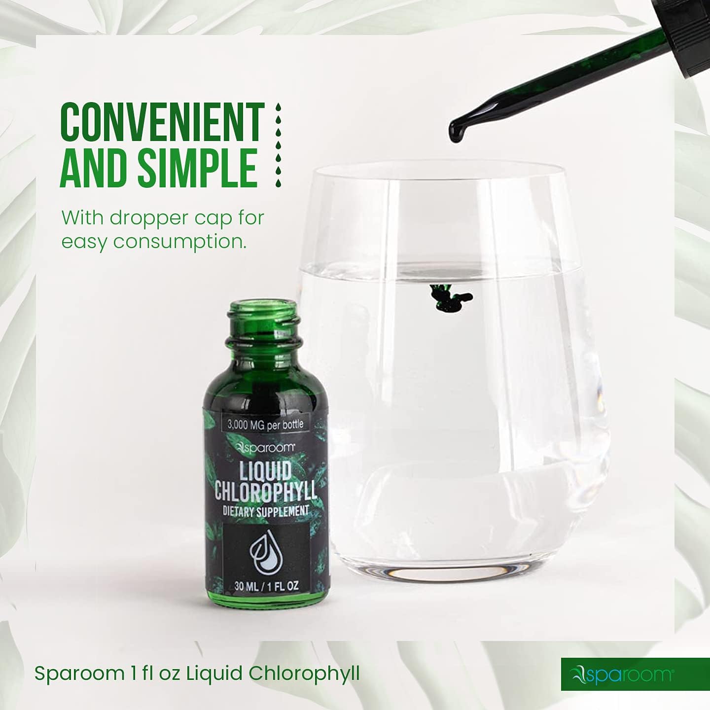 SpaRoom Liquid Chlorophyll Dietary Supplement for Enhanced Health & Wellness - 1 oz Bottle