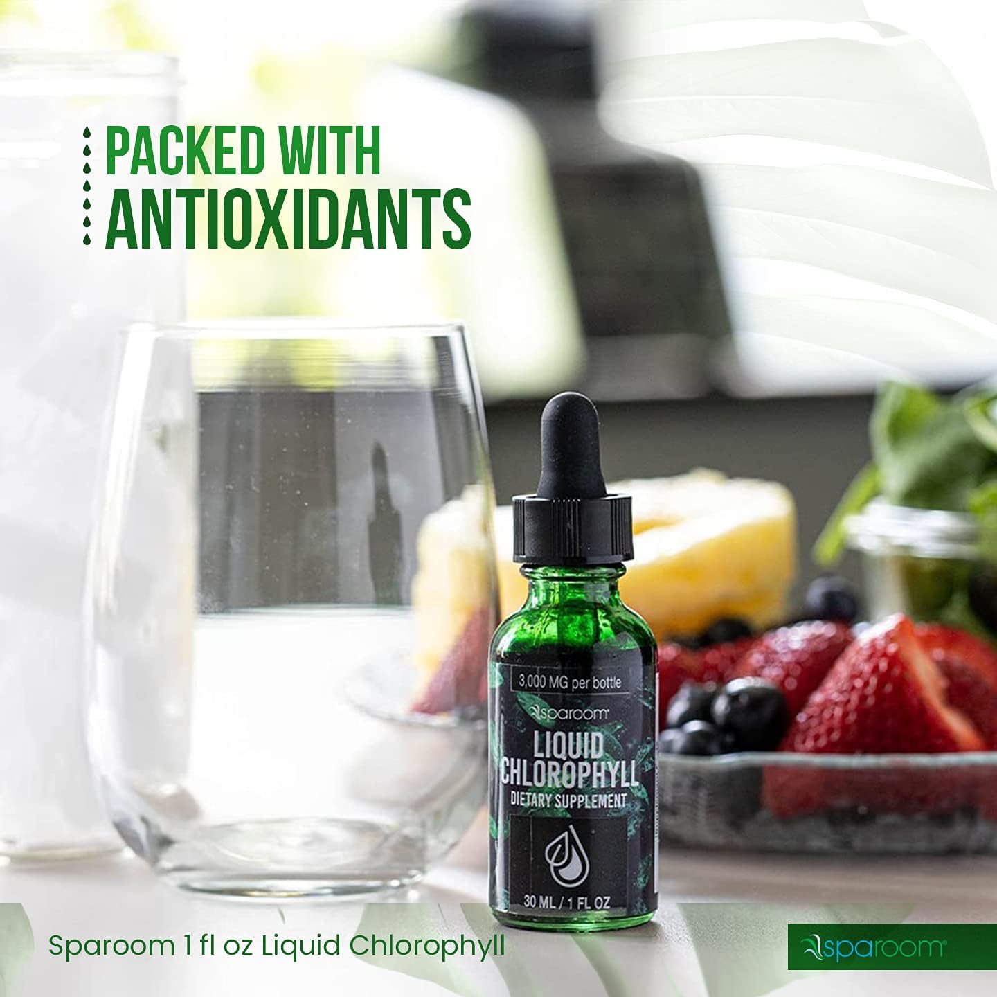 SpaRoom Liquid Chlorophyll Dietary Supplement for Enhanced Health & Wellness - 1 oz Bottle