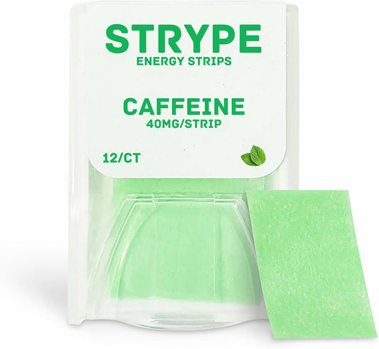 Spearmint Flavored STRYPE Energy Strips with 80mg Caffeine | Portable Caffeine + Breath Strips | Zero Calories & Sugar | 12 Strips