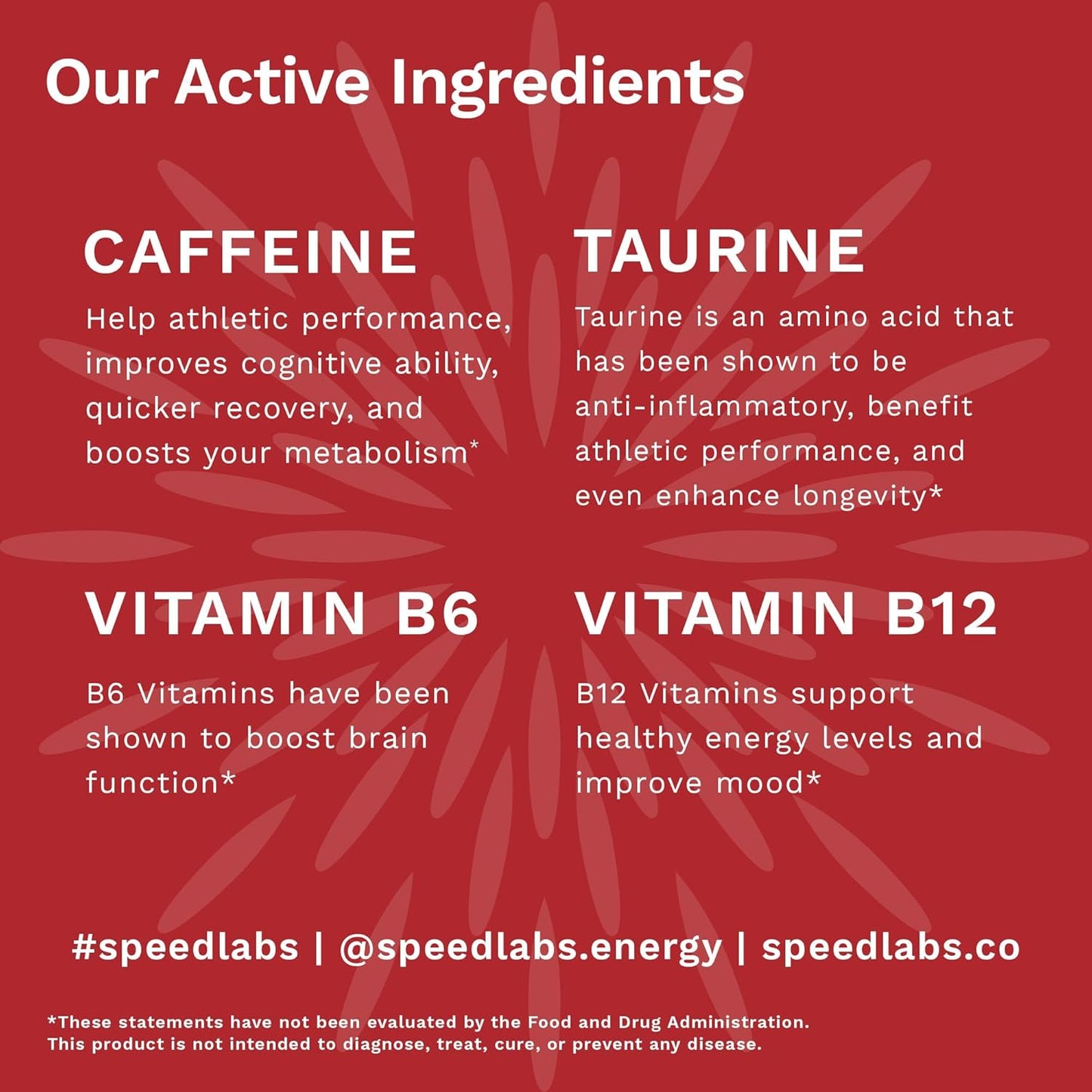 Speed Labs Cinnamon Extra Strength Caffeine Chewing Gum - 50mg Caffeine, Taurine, B Vitamins - Sugar Free, Zero Calorie - 48 Pieces