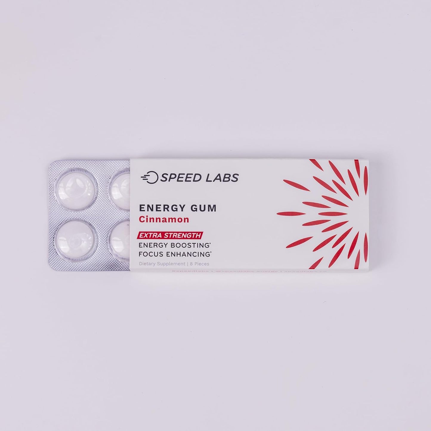 Speed Labs Cinnamon Extra Strength Caffeine Chewing Gum - 50mg Caffeine, Taurine, B Vitamins - Sugar Free, Zero Calorie - 48 Pieces