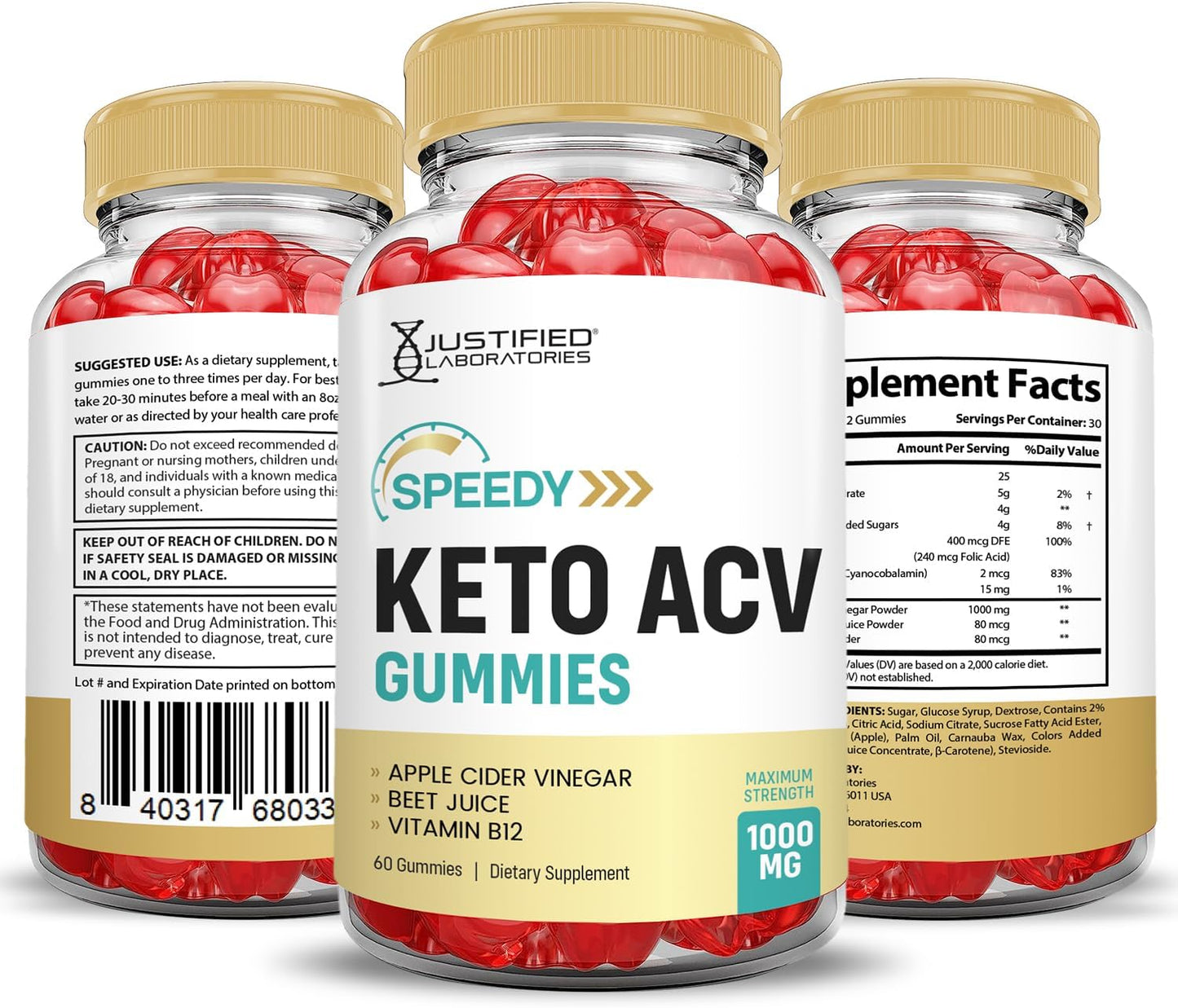 Speedy Keto ACV Gummies (3 Pack) - Advanced Formula 1000MG with Pomegranate Beet Juice Powder B12 - Vegan Non GMO - 180 Gummies