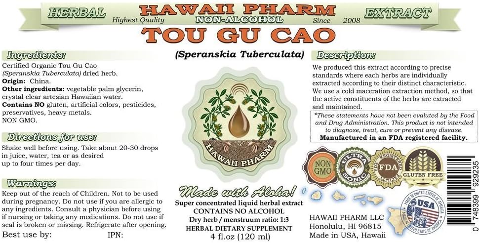 Speranskia Tuberculata Herb Glycerite Liquid Extract - 2 fl.oz - Alcohol-Free Herbal Supplement by Hawaii Pharm USA