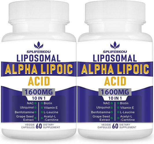 Spliferkou Liposomal Alpha Lipoic Acid 1600mg - Antioxidant Health, Energy, Metabolism - 120 Capsules, Gluten Free & Non GMO