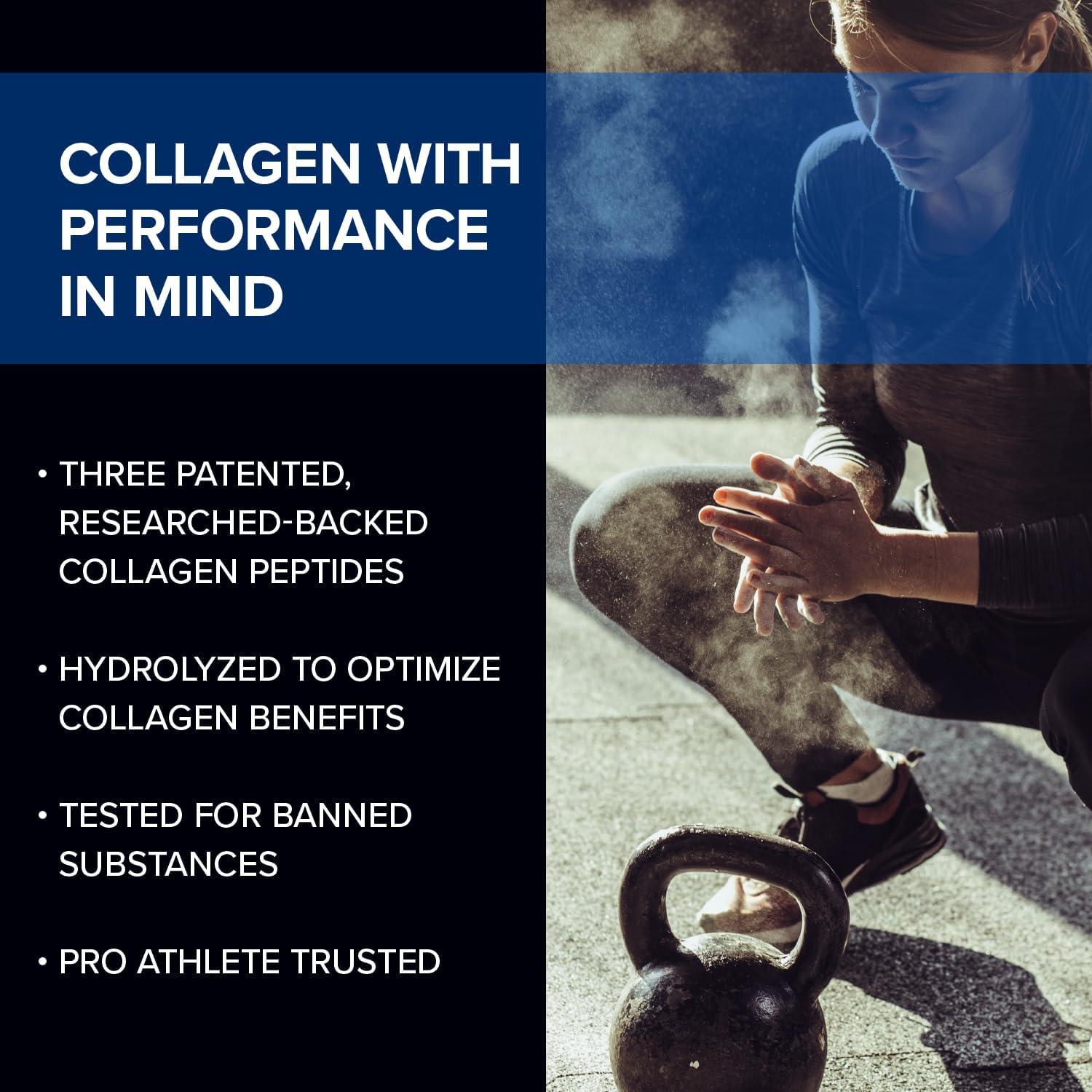 Sport Collagen Complex Powder - NSF Certified Collagen Peptides for Joints, Bone Strength, and Skin Elasticity (13.8 oz)