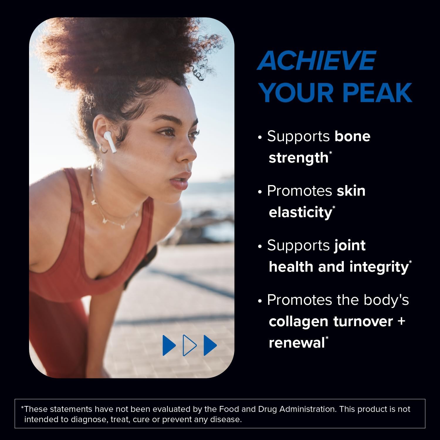 Sport Collagen Complex Powder - NSF Certified Collagen Peptides for Joints, Bone Strength, and Skin Elasticity (13.8 oz)