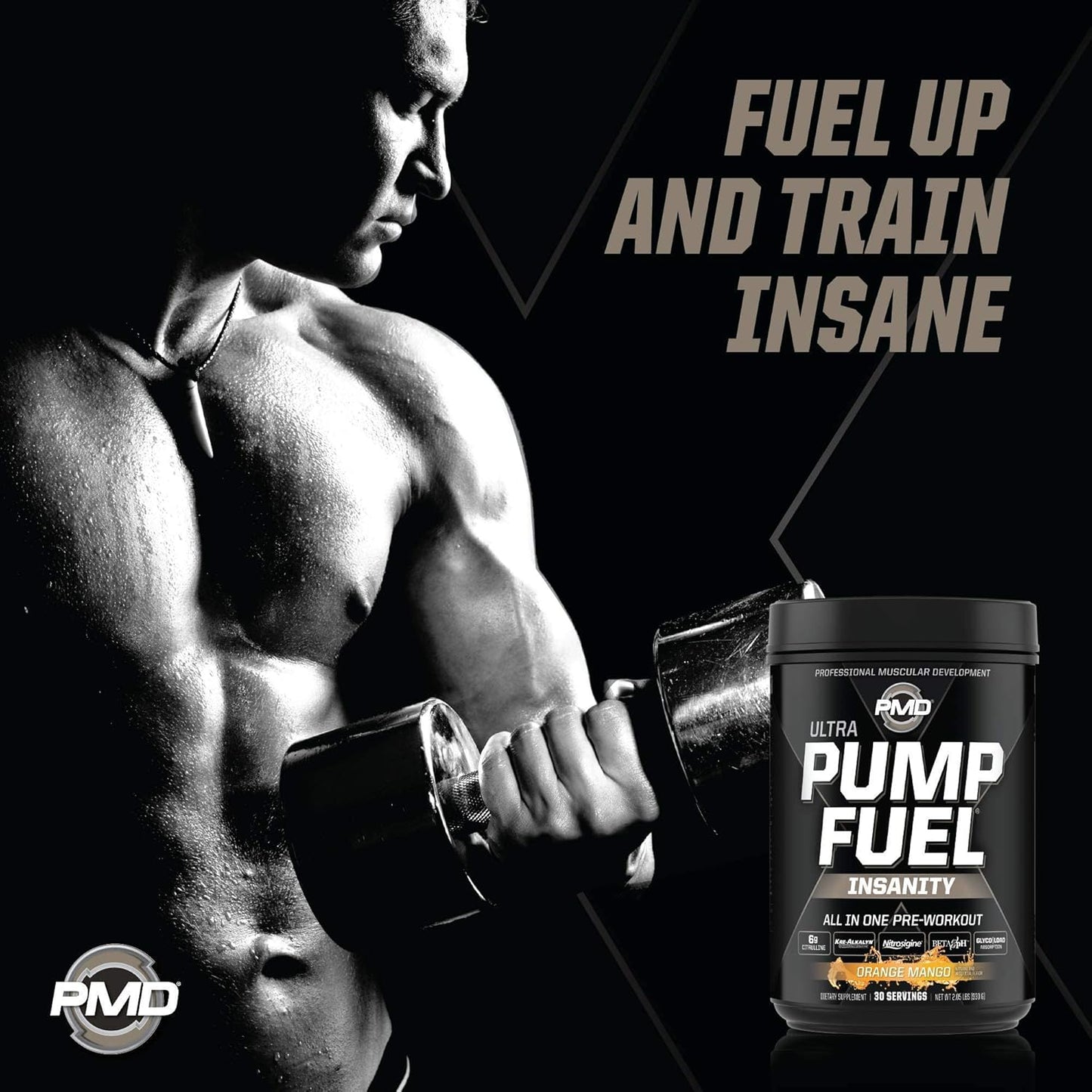 Sports Performance Bundle: PMD Sports Ultra Pump Fuel Insanity Pre Workout + CG5 Premium Creatine and L-Glutamine Powder