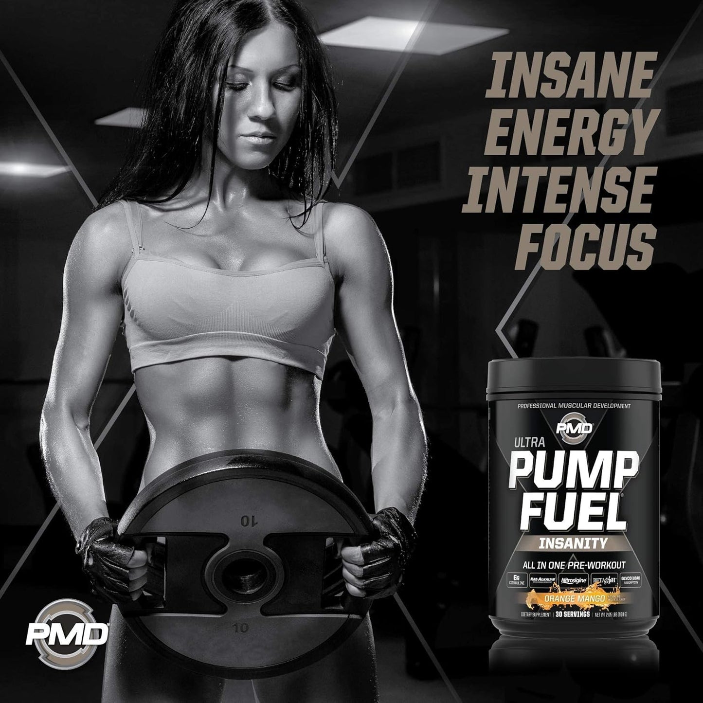 Sports Performance Bundle: PMD Sports Ultra Pump Fuel Insanity Pre Workout + CG5 Premium Creatine and L-Glutamine Powder