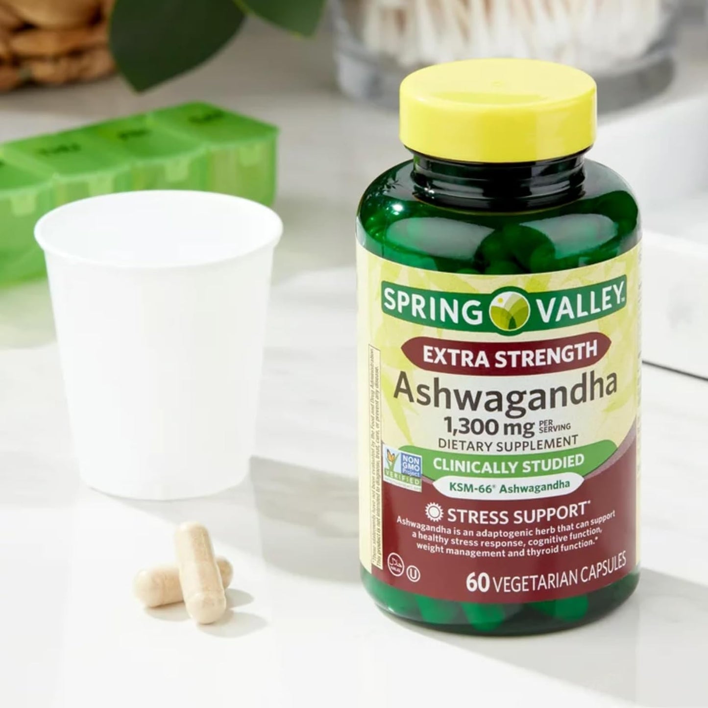 Spring Valley Ashwagandha 1300mg Capsules - Extra Strength Dietary Supplement by Venancio's Shop (60 Pills)