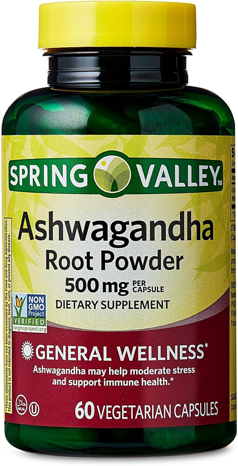 Spring Valley Ashwagandha 500mg Root Powder Capsules - Box of 1 - Fusion Shop Store