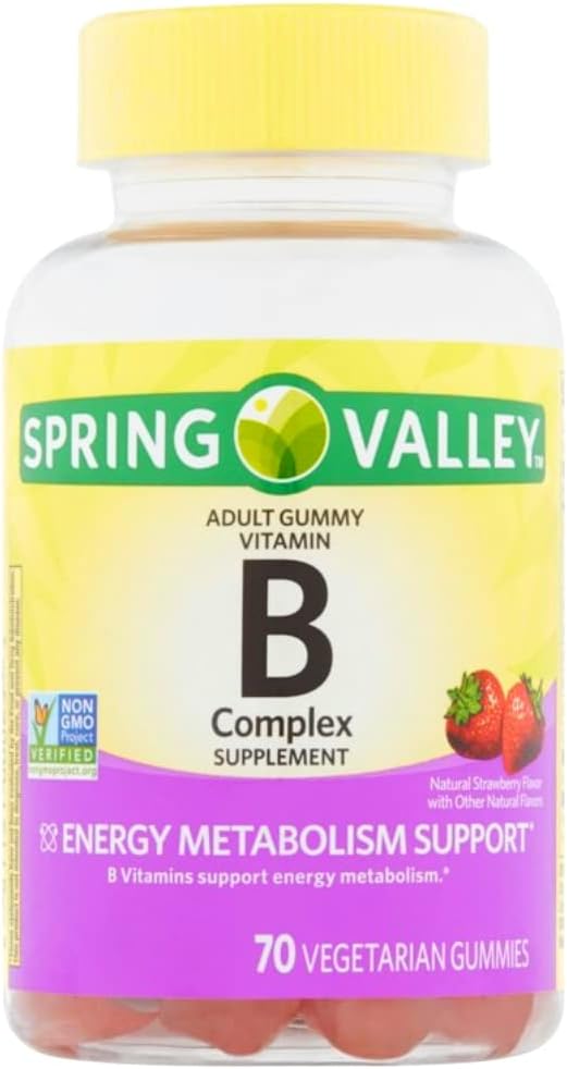 Spring Valley B-Complex Adult Gummy with 70 Count - Natural Wild Strawberry Flavor, Packaging Variation