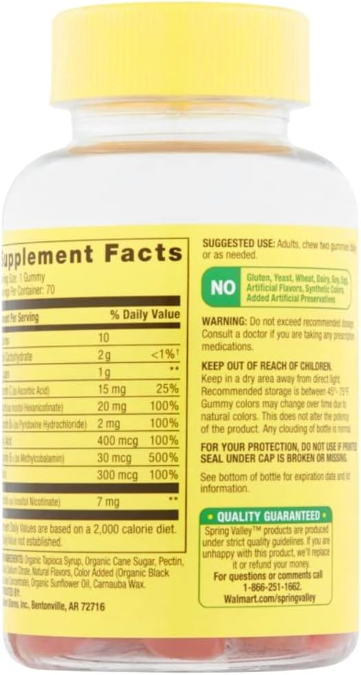 Spring Valley B-Complex Adult Gummy with 70 Count - Natural Wild Strawberry Flavor, Packaging Variation