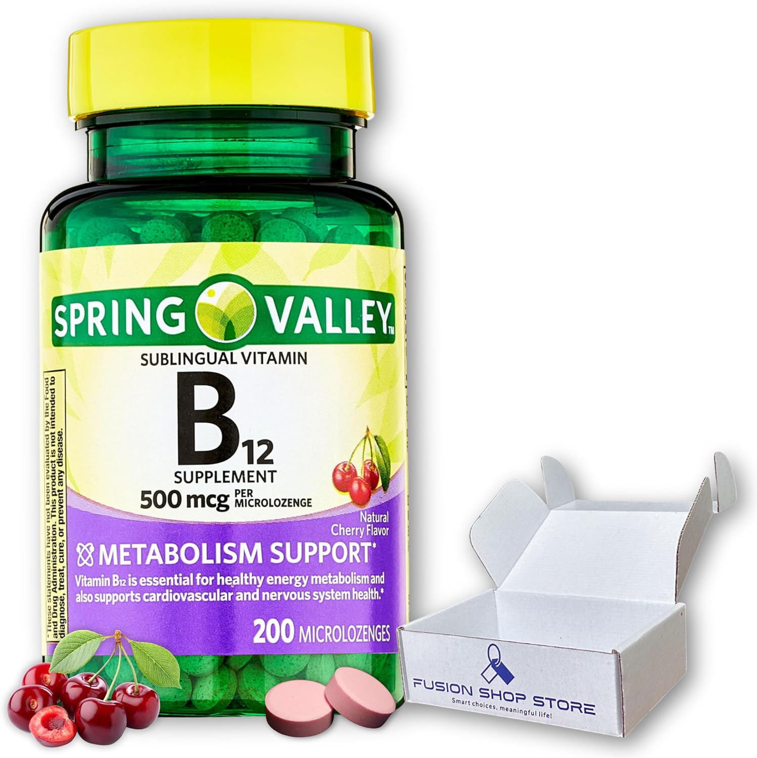 Spring Valley Cherry Flavored Sublingual B12 500 mcg - 200 ct (Pack of 1) by Fusion Shop Store