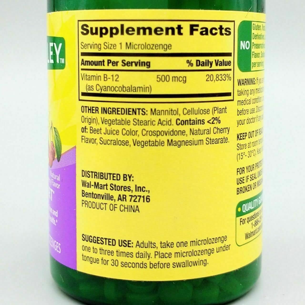 Spring Valley Cherry Flavored Sublingual B12 500 mcg - 200 ct (Pack of 1) by Fusion Shop Store