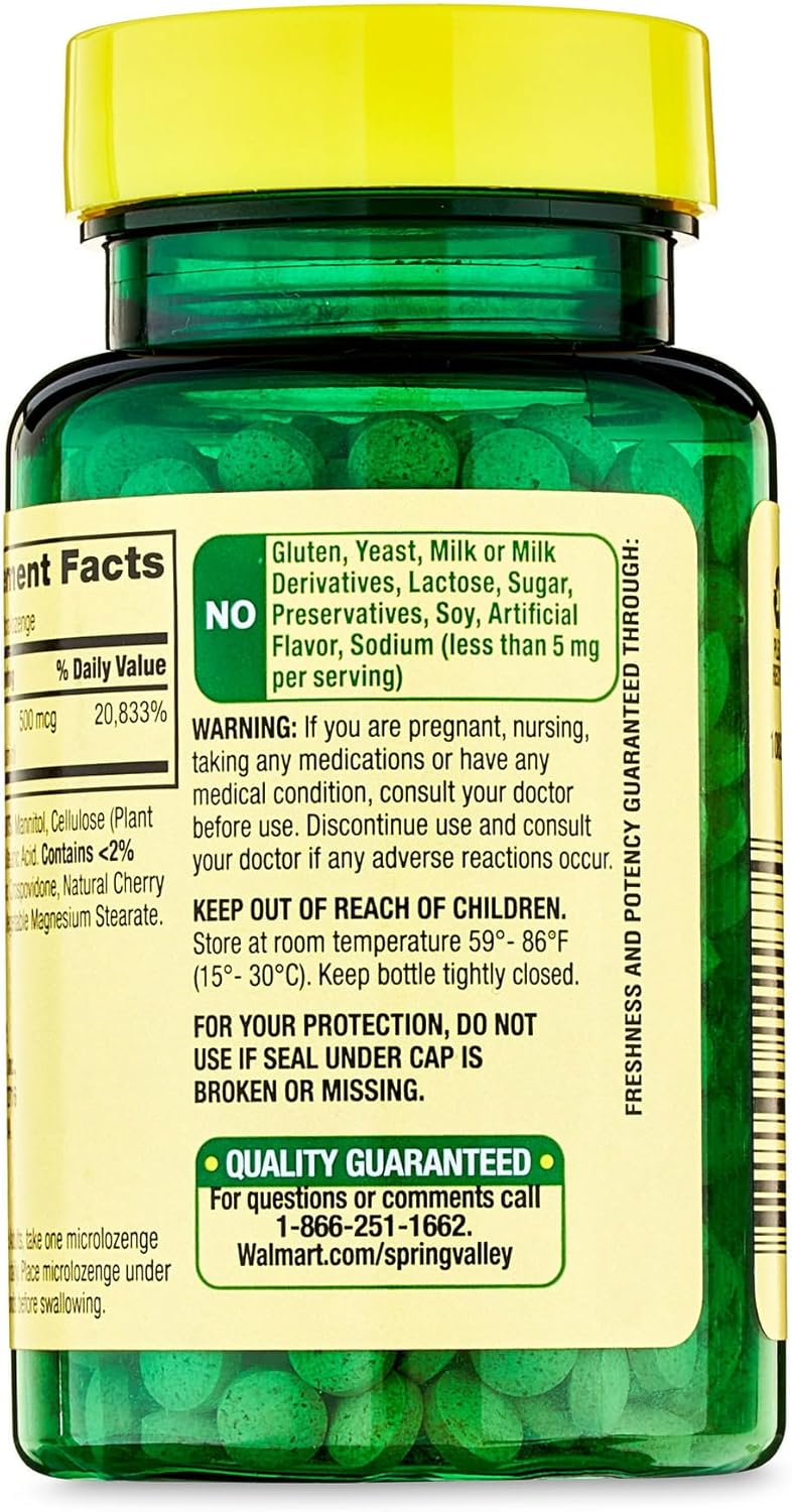 Spring Valley Cherry Flavored Sublingual B12 500 mcg - 200 ct (Pack of 1) by Fusion Shop Store