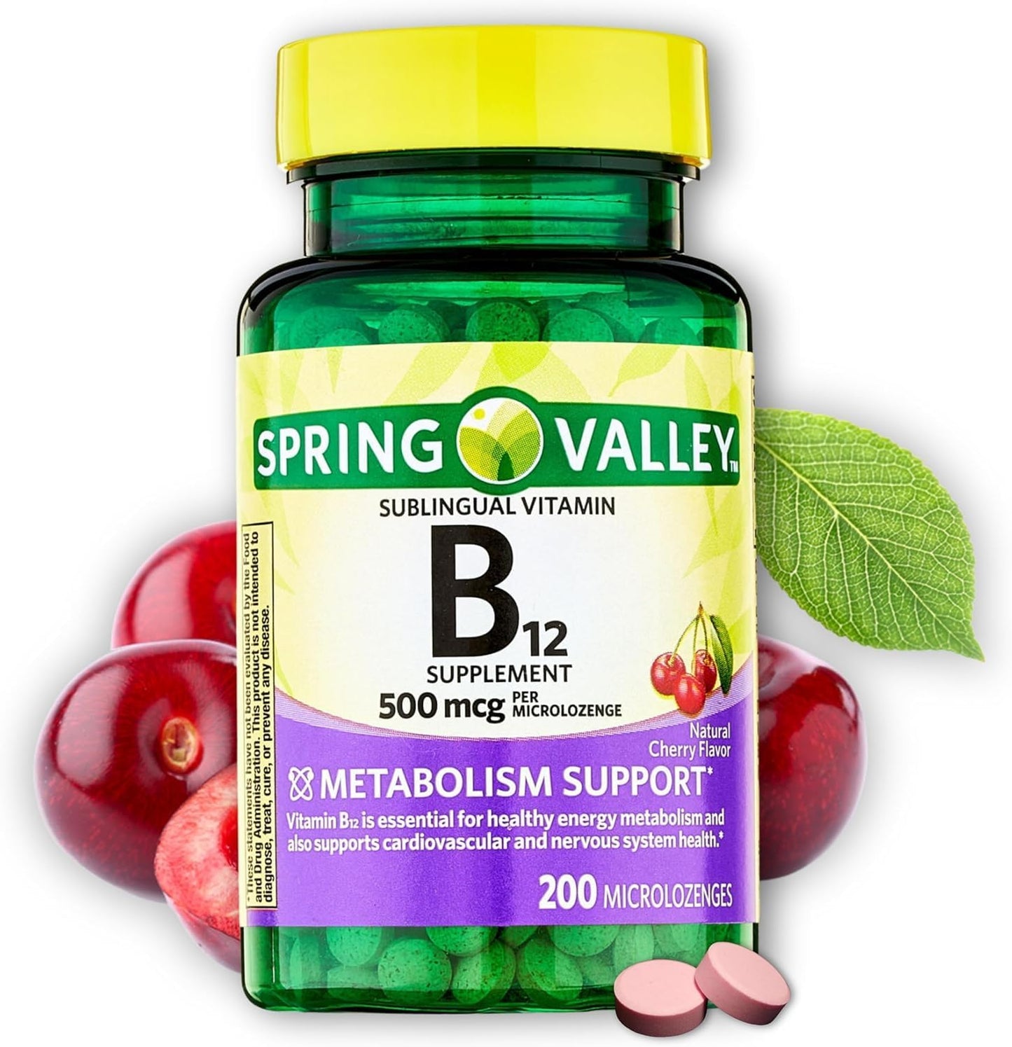 Spring Valley Cherry Flavored Sublingual B12 500 mcg - 200 ct (Pack of 1) by Fusion Shop Store