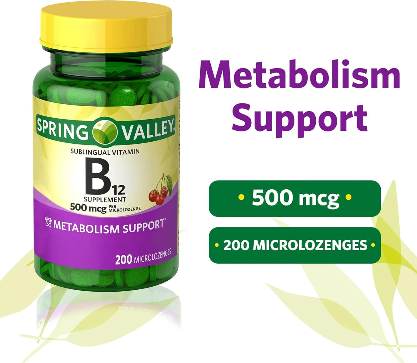 Spring Valley Cherry Flavored Sublingual B12 500 mcg - 200 ct (Pack of 1) by Fusion Shop Store