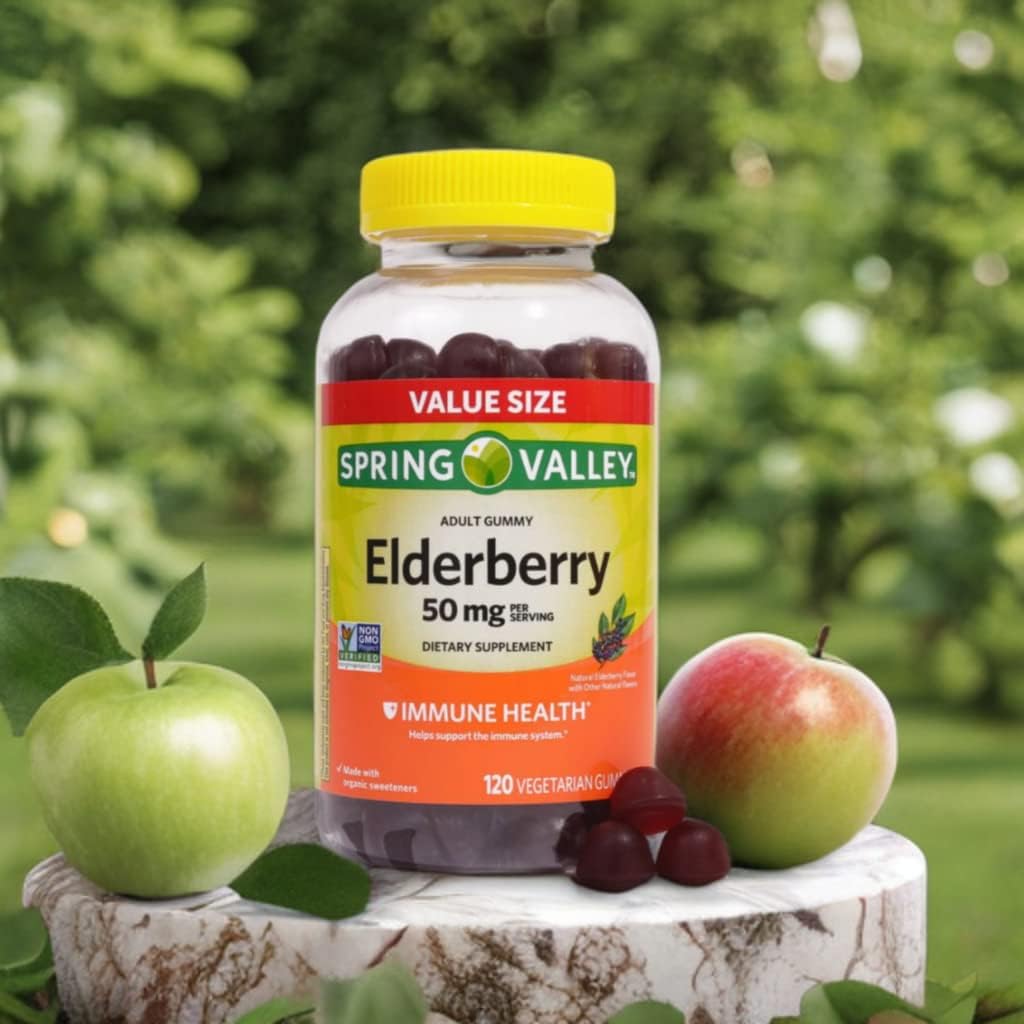 Spring Valley Elderberry Gummy Supplements 50mg - 120 Count + Better Guide Vitamins for Adventure Home