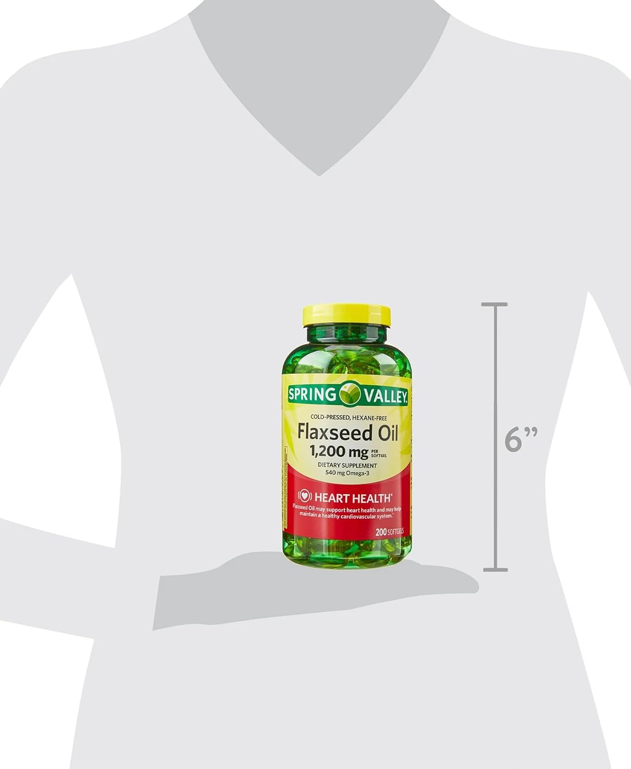 Spring Valley Flaxseed Oil Softgels, 1200mg with Omega 3, 540mg, 200 Count - Cardiovascular Support for Heart Health