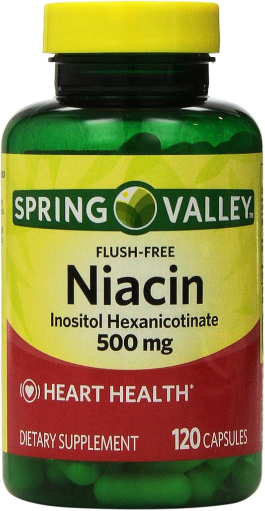 Spring Valley Flush Free Niacin (Vitamin B-3) 500mg 240 Capsules - Pack of 2 Bottles