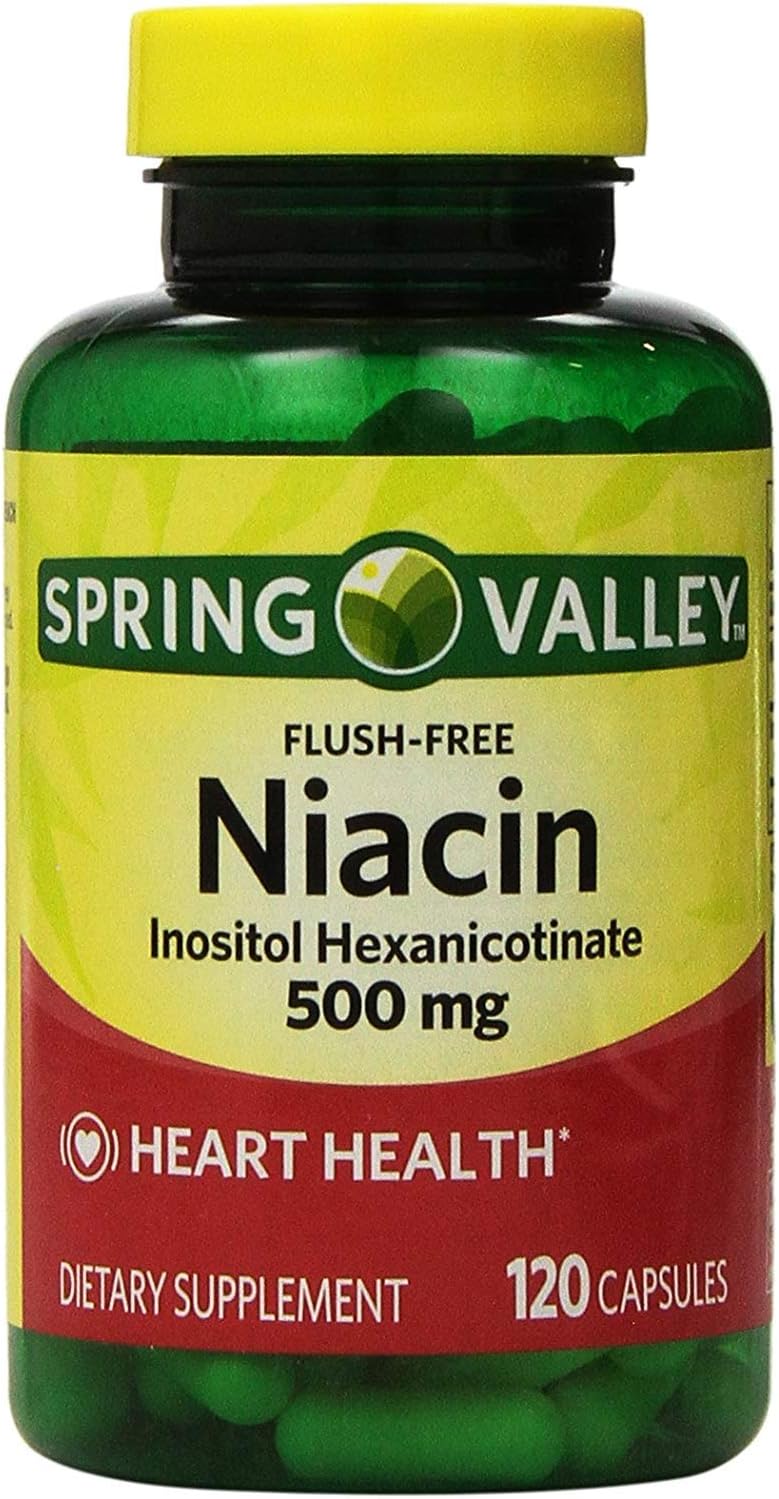 Spring Valley Niacin 500mg Capsules - Flush Free Formula, 120 Count