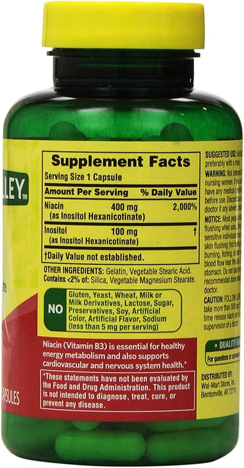 Spring Valley Niacin 500mg Capsules - Flush Free Formula, 120 Count