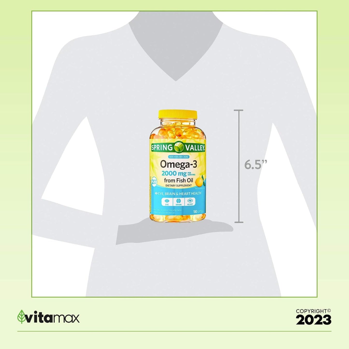 Spring Valley Omega-3 Fish Oil 2000mg, 120 Count with VitaMax Vitamin Guide