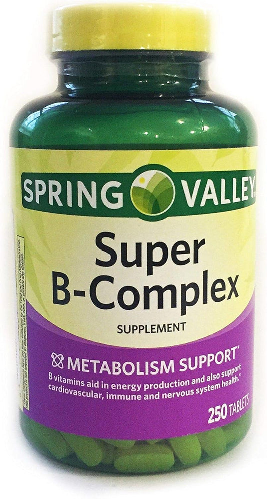 Spring Valley Super B-Complex 250 Tablets for Metabolism Support