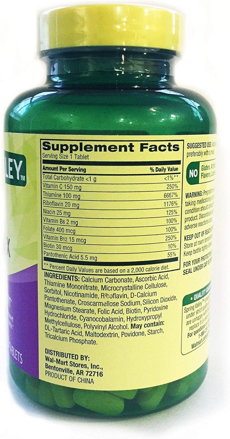 Spring Valley Super B-Complex 250 Tablets for Metabolism Support