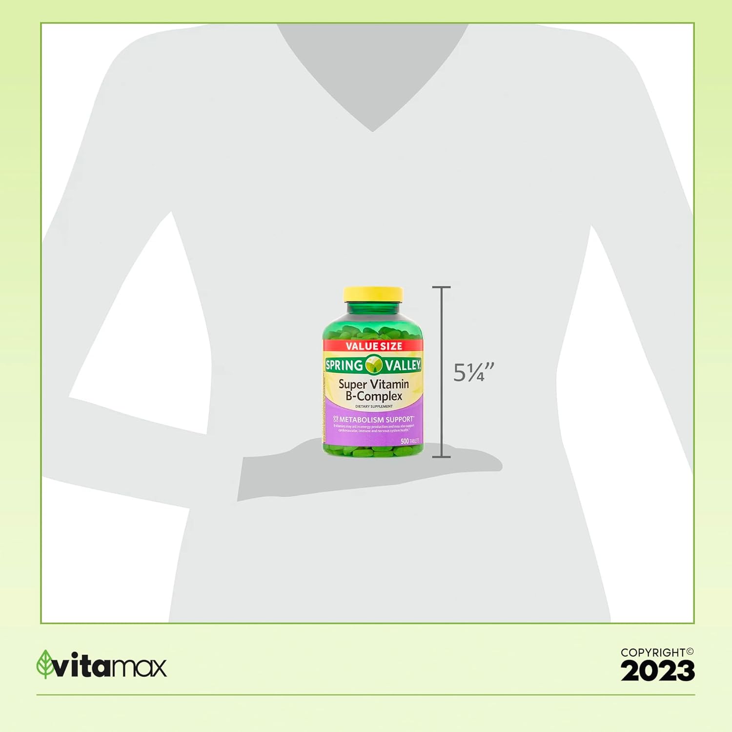 Spring Valley Super Vitamin B-Complex Tablets Dietary Supplement, 500 Count Value Size with VitaMax Vitamin Guide