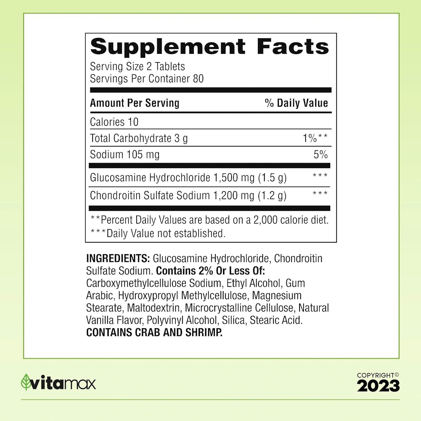 Spring Valley Triple Strength Glucosamine Chondroitin Joint Health Supplement with VitaMax Vitamin Guide - 160 Tablets