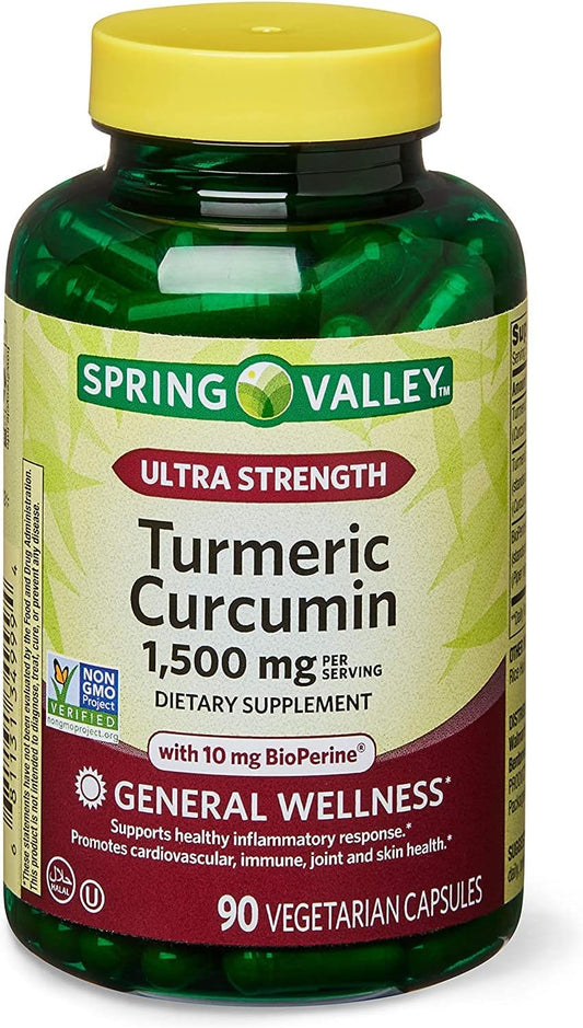 Spring Valley Ultra-Strength Turmeric Curcumin 1,500mg Capsules with Vitamin Guide - 2 Set