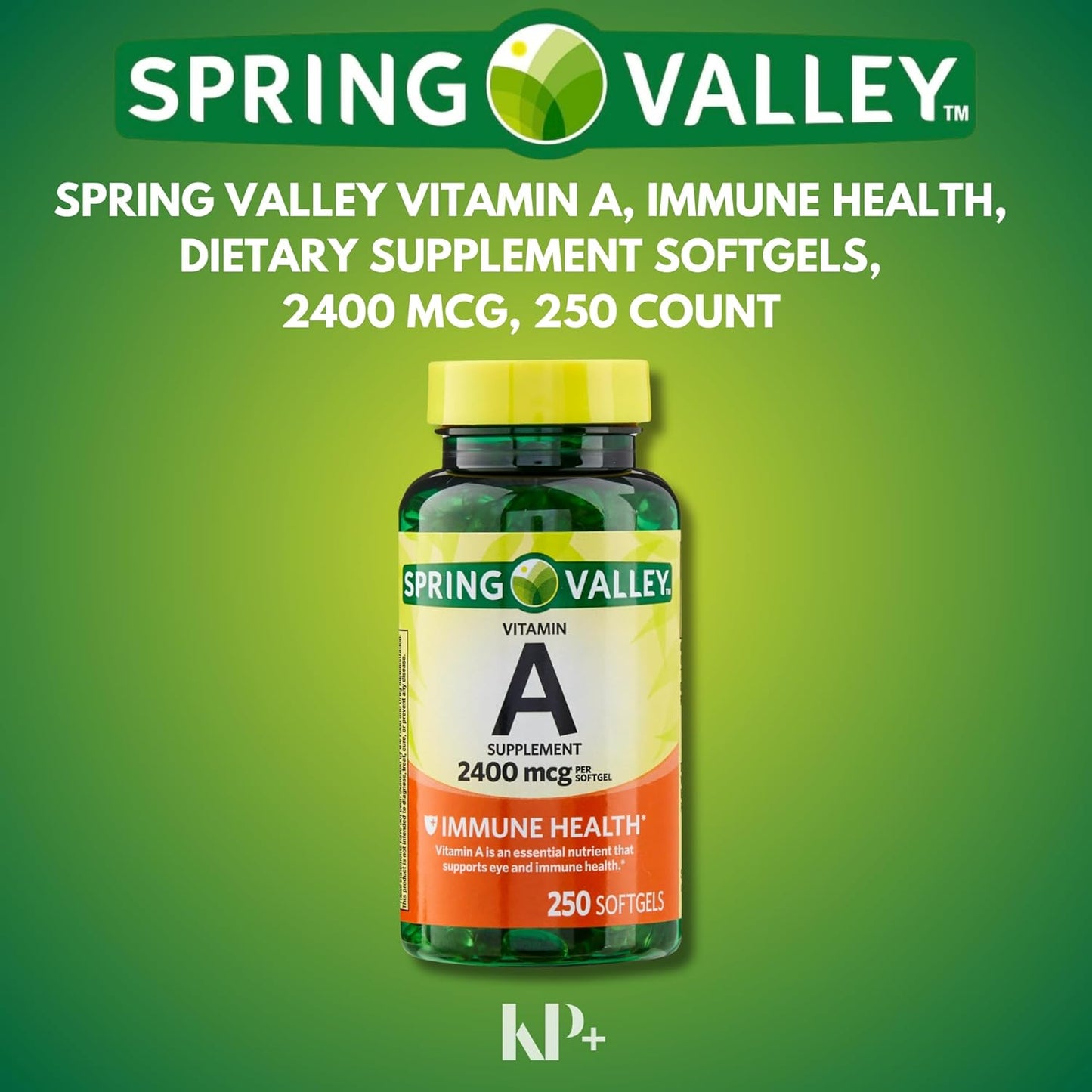 Spring Valley Vitamin A Softgels 2400 mcg, 250 Count with Vitamin A Supplement