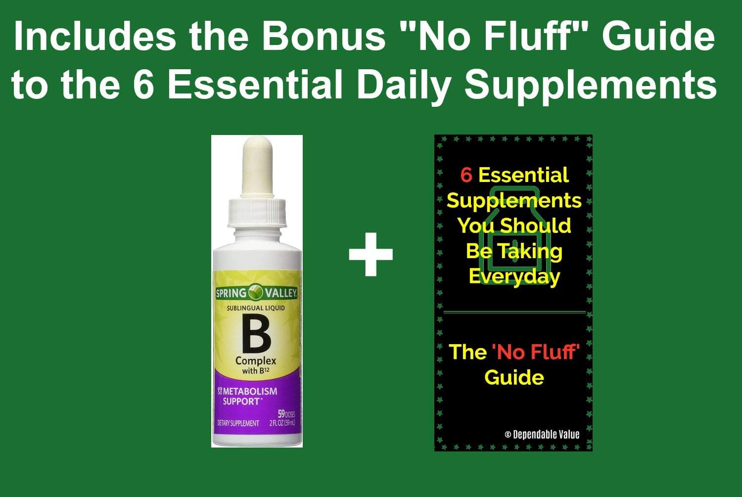 Spring Valley Vitamin B Complex Sublingual Liquid Drops for Adults - Energy Bundle with Vitamin B6, B12, Niacin, Riboflavin, Pantothenic Acid - 'No Fluff' Guide© Included - BoostGo Australia