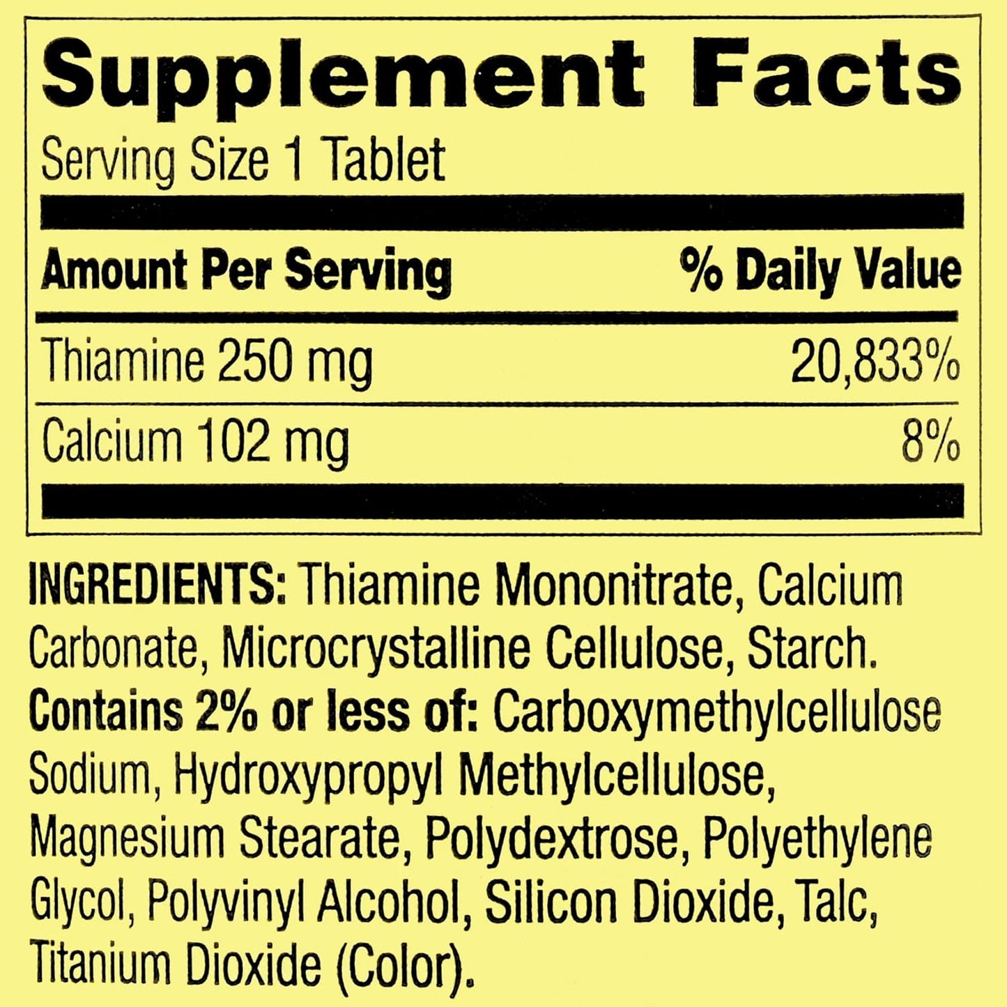 Spring Valley Vitamin B1 (Thiamine) 250mg Tablets - Pack of 2, 100 Count - Energy & Metabolism Support, Fat & Protein Breakdown