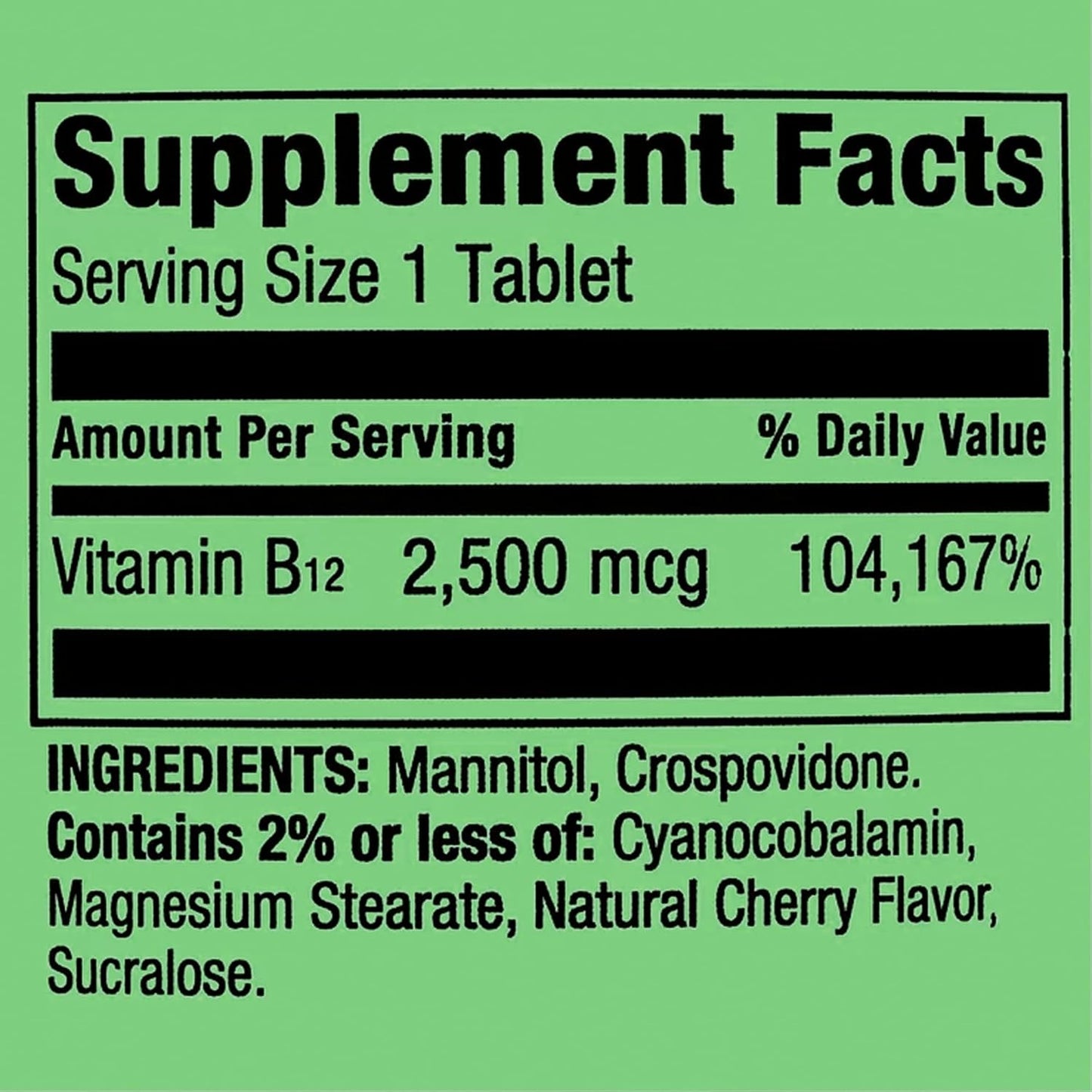 Spring Valley Vitamin B12 2500 MCG Quick-Dissolve Cherry Flavor Tablets, 120 Count with Ravazzii Sticker