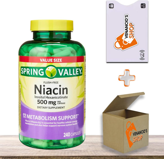 Spring Valley Vitamin B3 Niacin 500mg Flush Free Capsules - 240 Pills