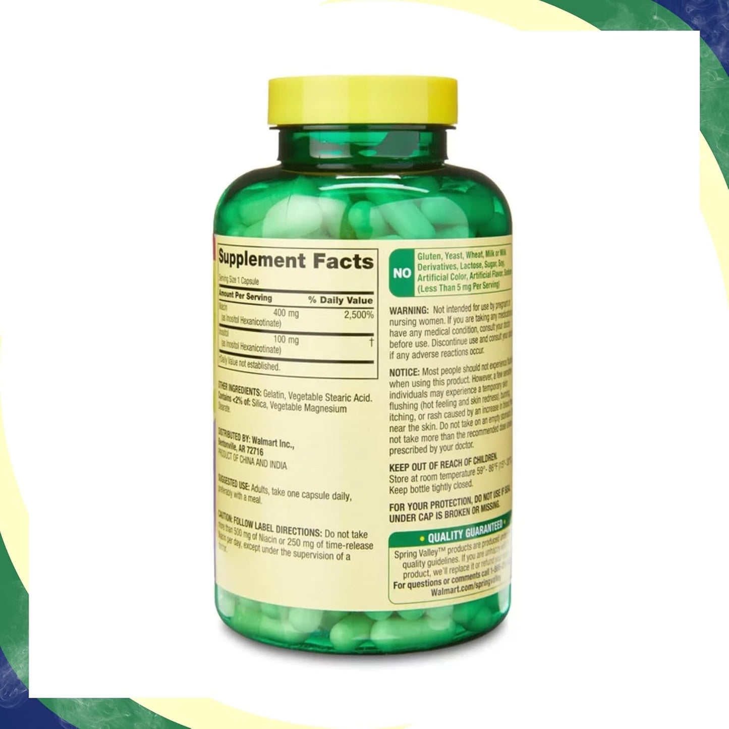 Spring Valley Vitamin B3 Niacin 500mg Flush Free Capsules - 240 Pills