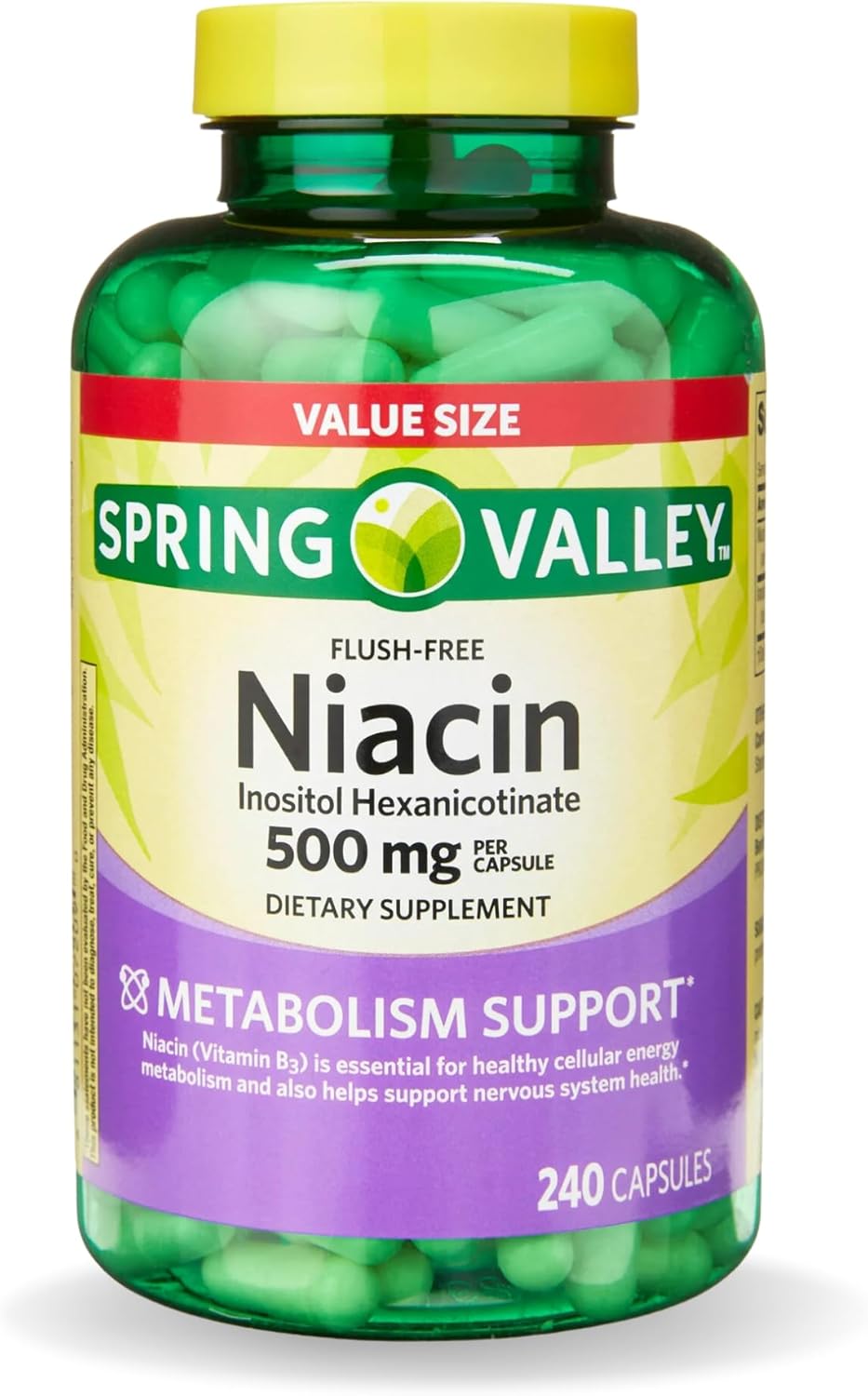Spring Valley Vitamin B3 Niacin 500mg Flush Free Capsules - 240 Pills