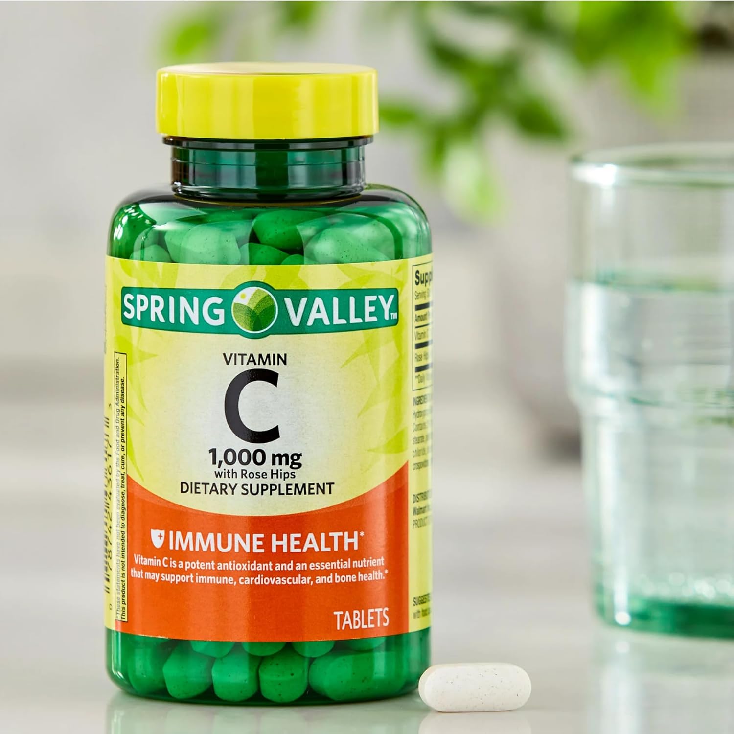 Spring Valley Vitamin C 1000mg with Rose HIPS Tablets, 500 Count - Antioxidant Dietary Supplement*