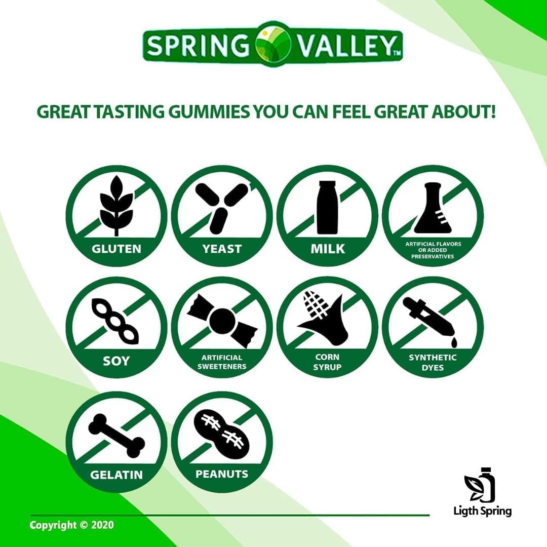 Spring Valley Vitamin D3 Gummy, 2000 IU, 80 Ct + Vitamins & Minerals for Immune & Bone Health - Orange, Lemon & Strawberry - LightSpring Guide©